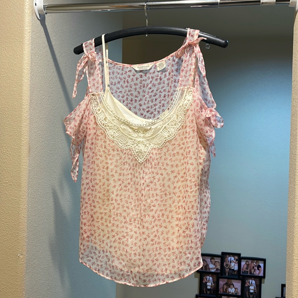 Ralph Lauren Denim & Supply cold shoulder floral chiffon blouse